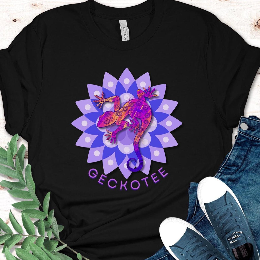 Gecko T-Shirt: mandala gecko lizard Unisex Bella Canvas Tee