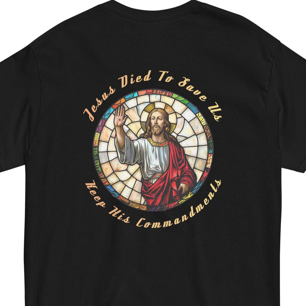 Jesus stained glass Shirt back print Christian T-shirt Gildan Unisex Jesus Easter T-shirt