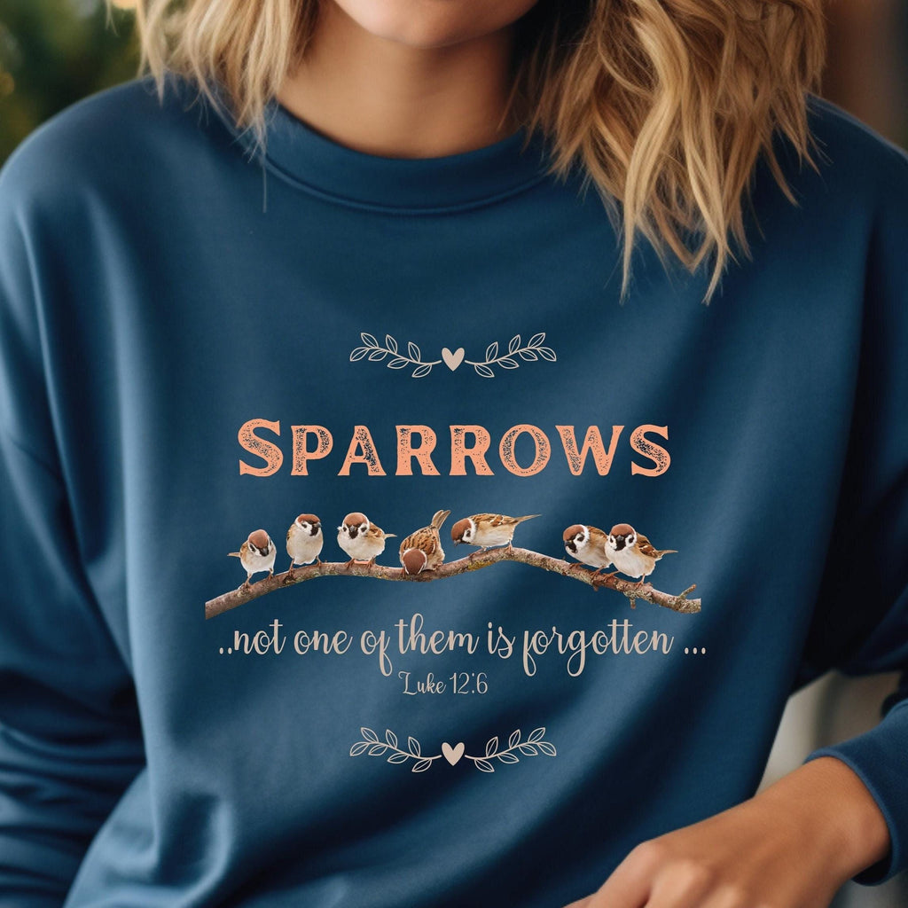 Sparrows Christian Sweatshirt: Bible Verse Pullover