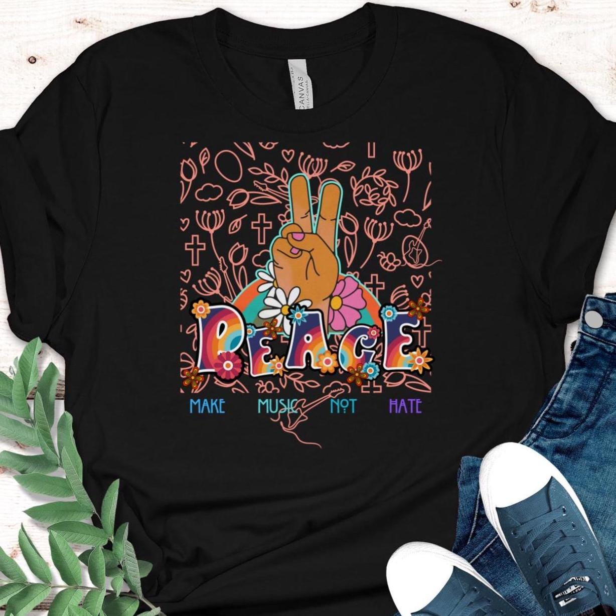 Groovy Peace Sign T-Shirt, Retro Music Lover Gift