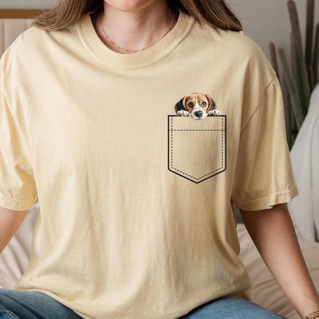 Personalized Beagle Puppy Shirt: Comfort Colors Pocket Tee