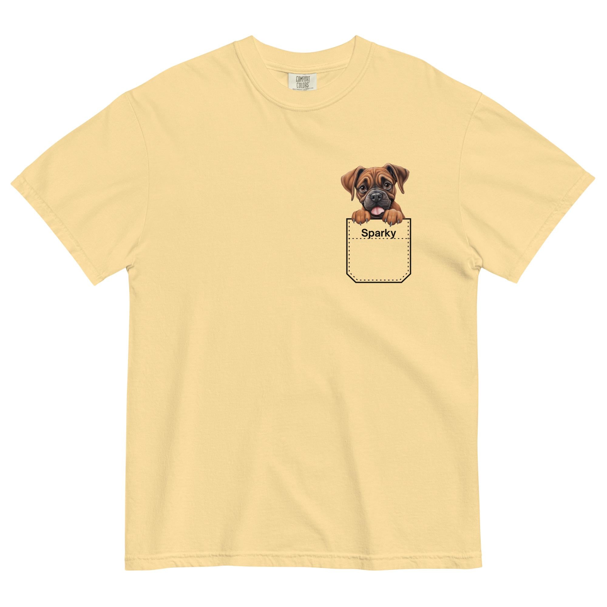 Personalized Boxer shirt Comfort Colors boxer puppy pocket design Unisex garment-dyed Boxer t-shirt