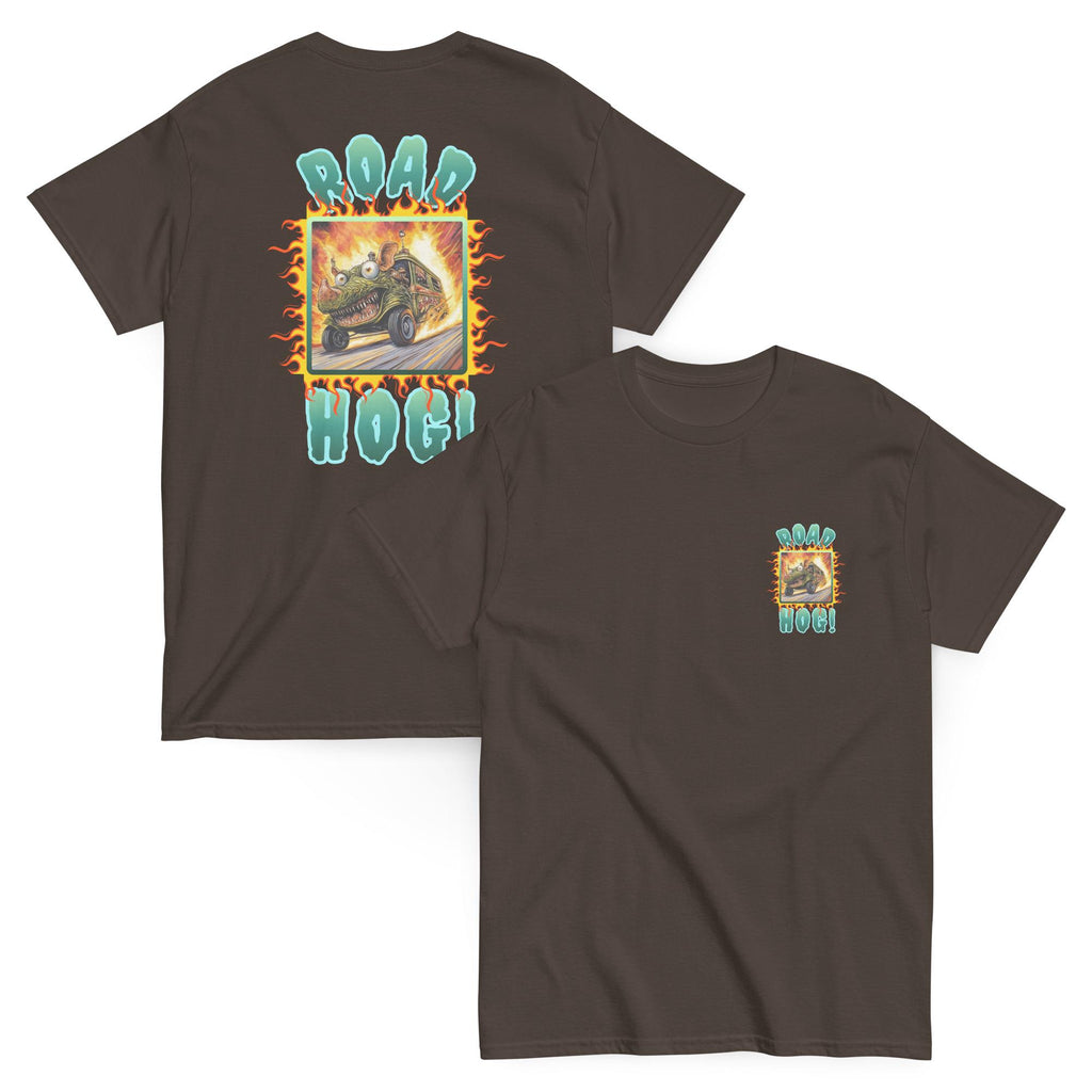 Road Hog Shirt Back print flaming car t-shirt Car racer gift car lover gift Gear head gift tee