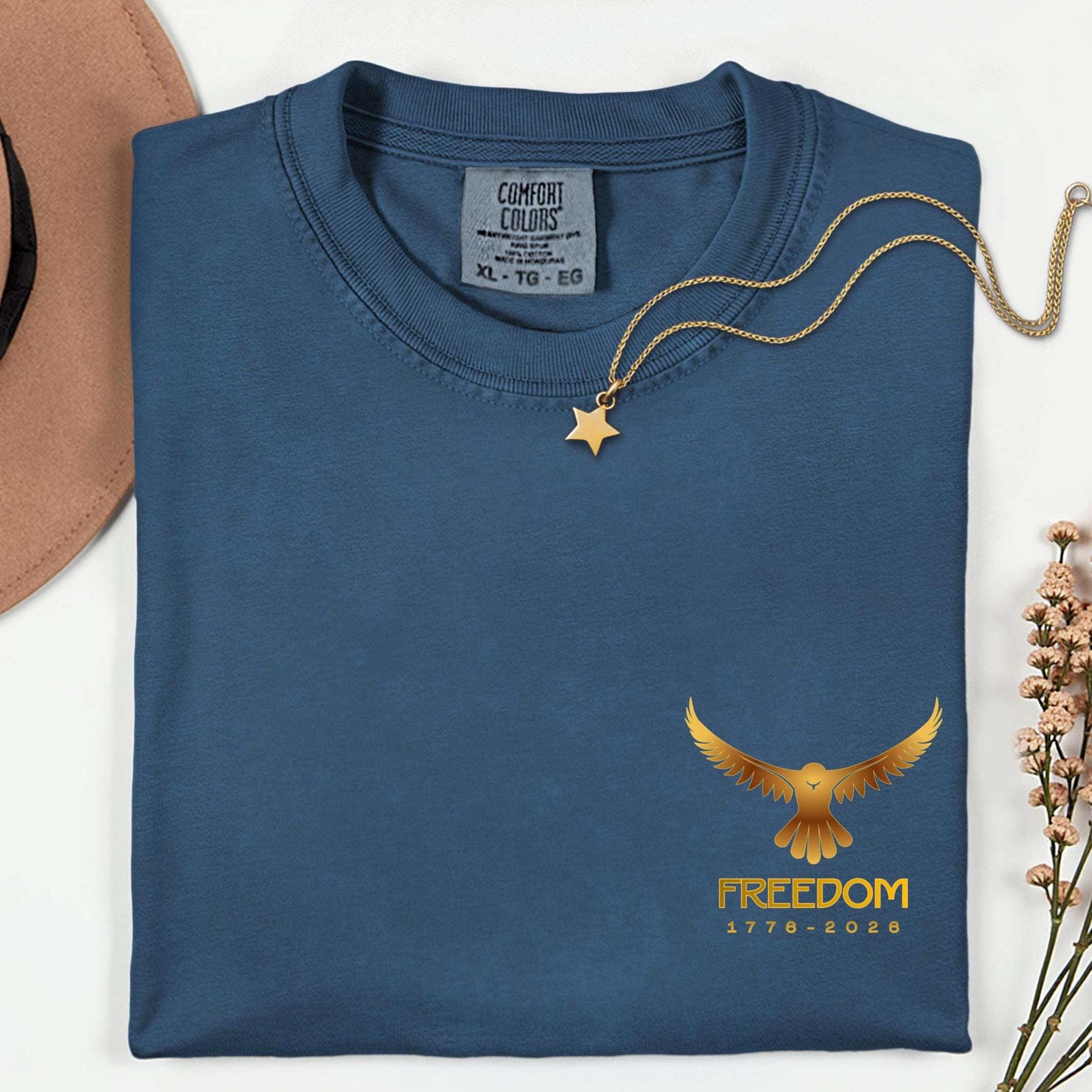 Freedom 2026 Eagle Shirt Comfort Colors minimalist back print Eagle T-Shirt Americas birthday Unisex garment-dyed heavyweight t-shirt