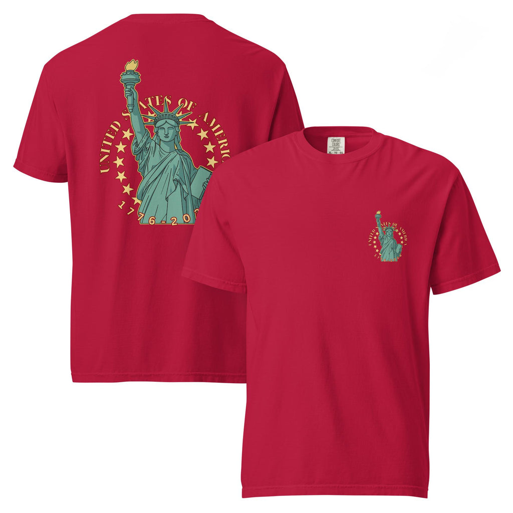 Statue of Liberty Comfort Colors tee Americas Birthday 250 back print T-shirt Unisex garment-dyed heavyweight t-shirt