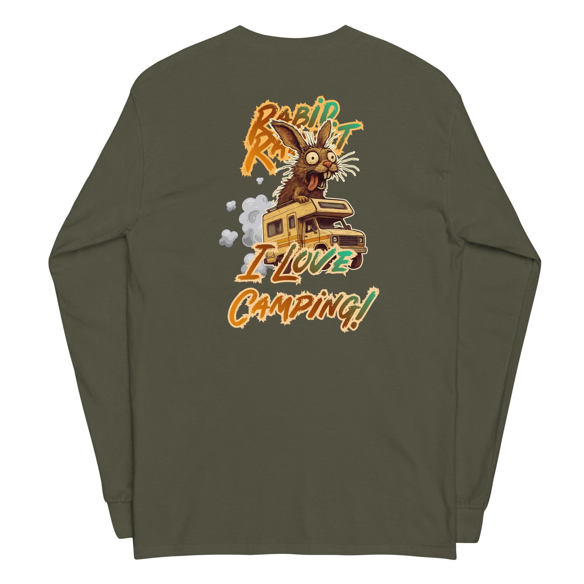 Funny RV Camping Long Sleeve Shirt: Cartoon Back Print