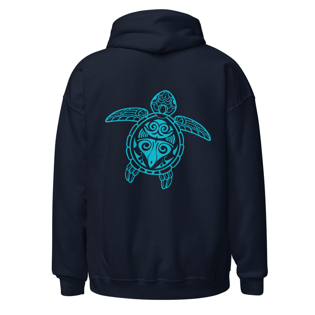 Tribal Sea Turtle Hoodie: Unisex Turquoise Design
