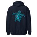 Tribal Sea Turtle Hoodie: Unisex Turquoise Design