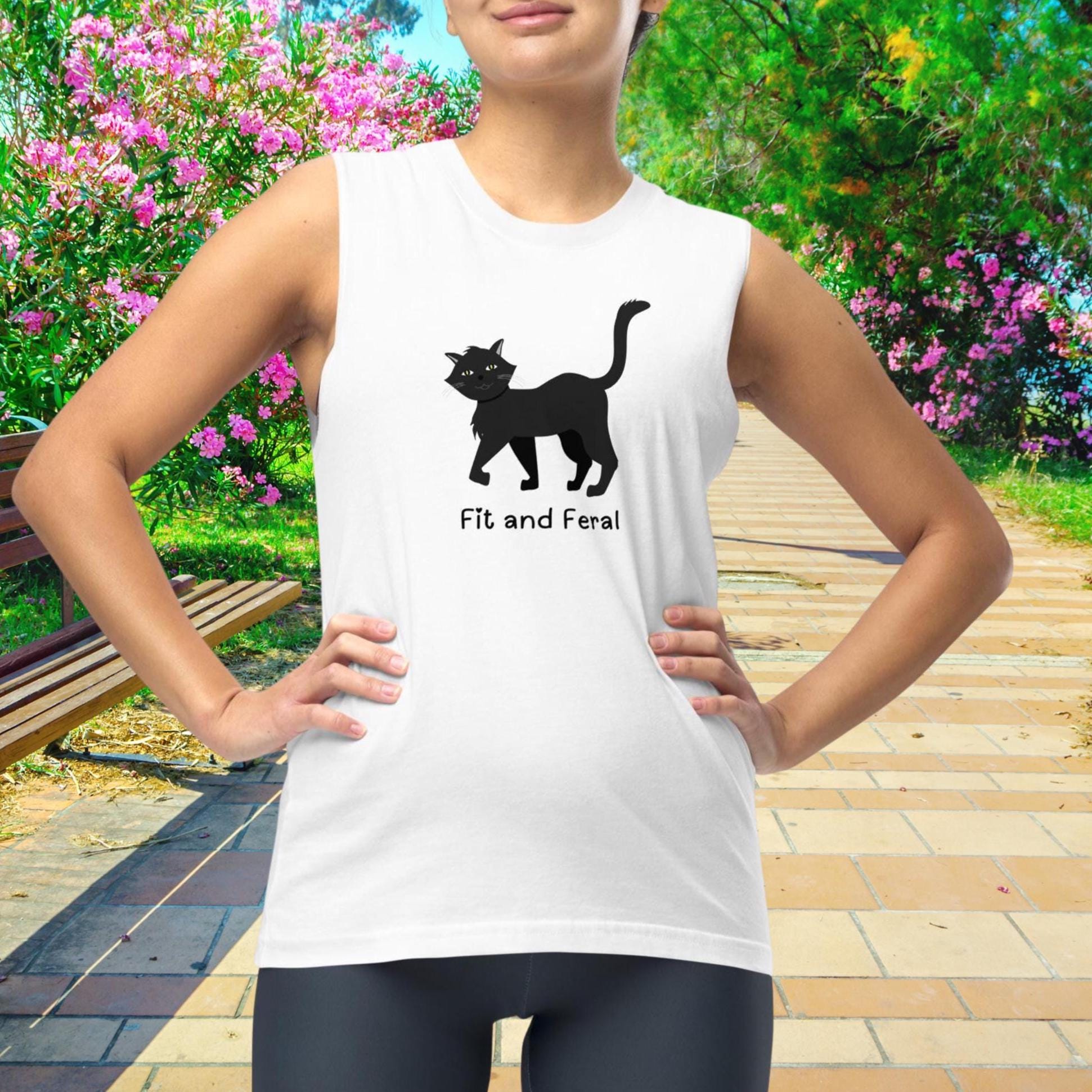 Fit and Feral Cat Muscle Shirt: Funny Sleeveless Tank Top