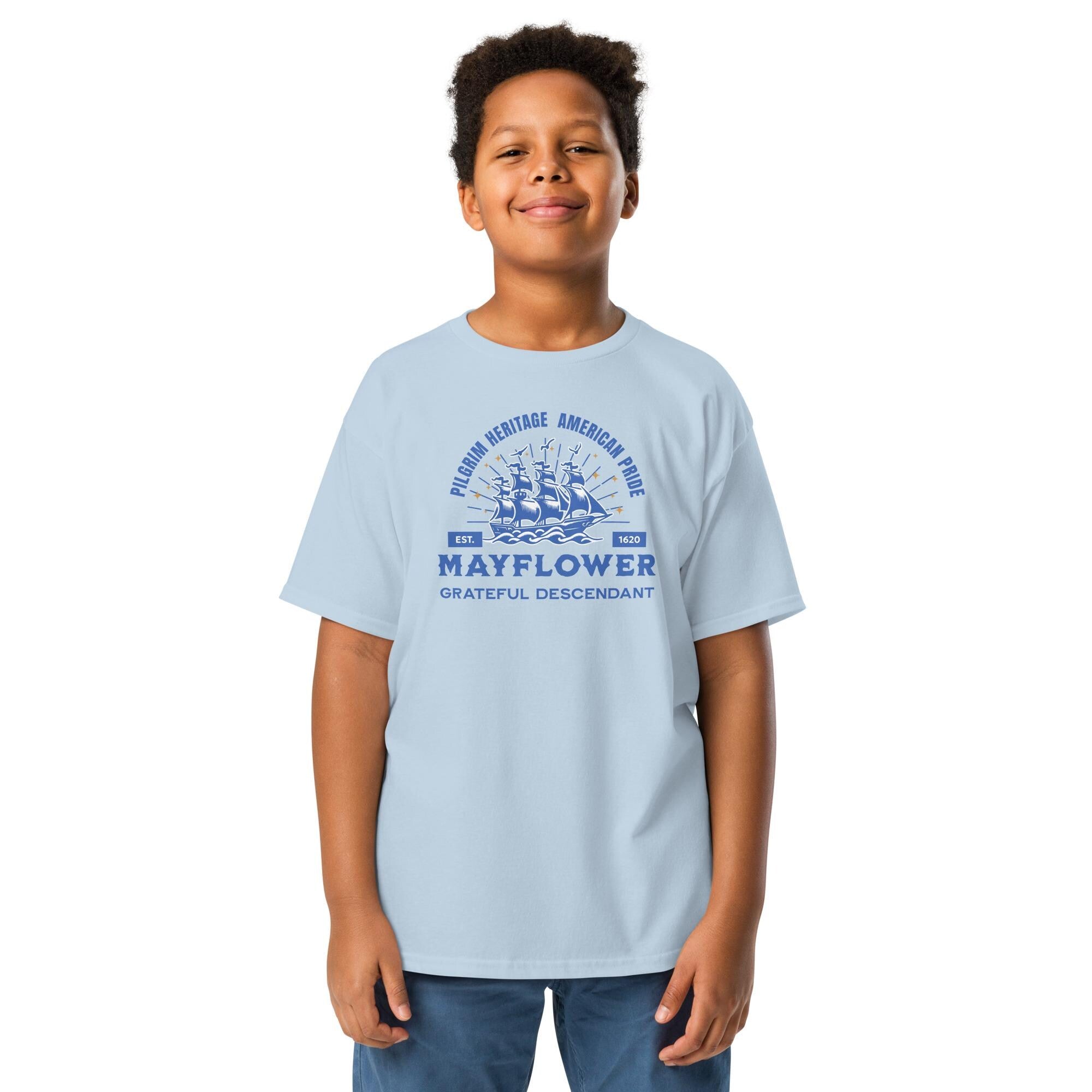 Mayflower youth shirt, Pilgrim heritage youth t-shirt Mayflower descendant kids tee Youth classic tee