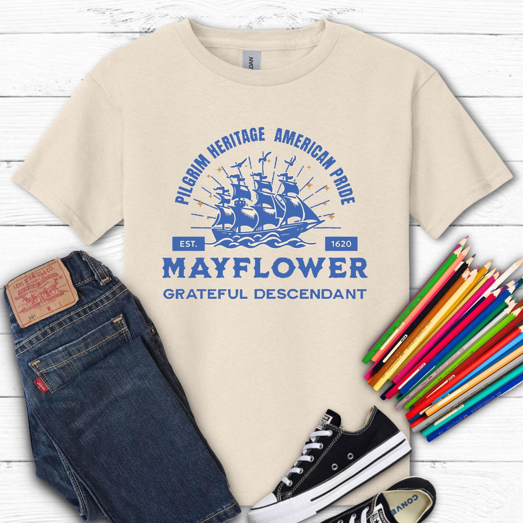 Mayflower youth shirt, Pilgrim heritage youth t-shirt Mayflower descendant kids tee Youth classic tee