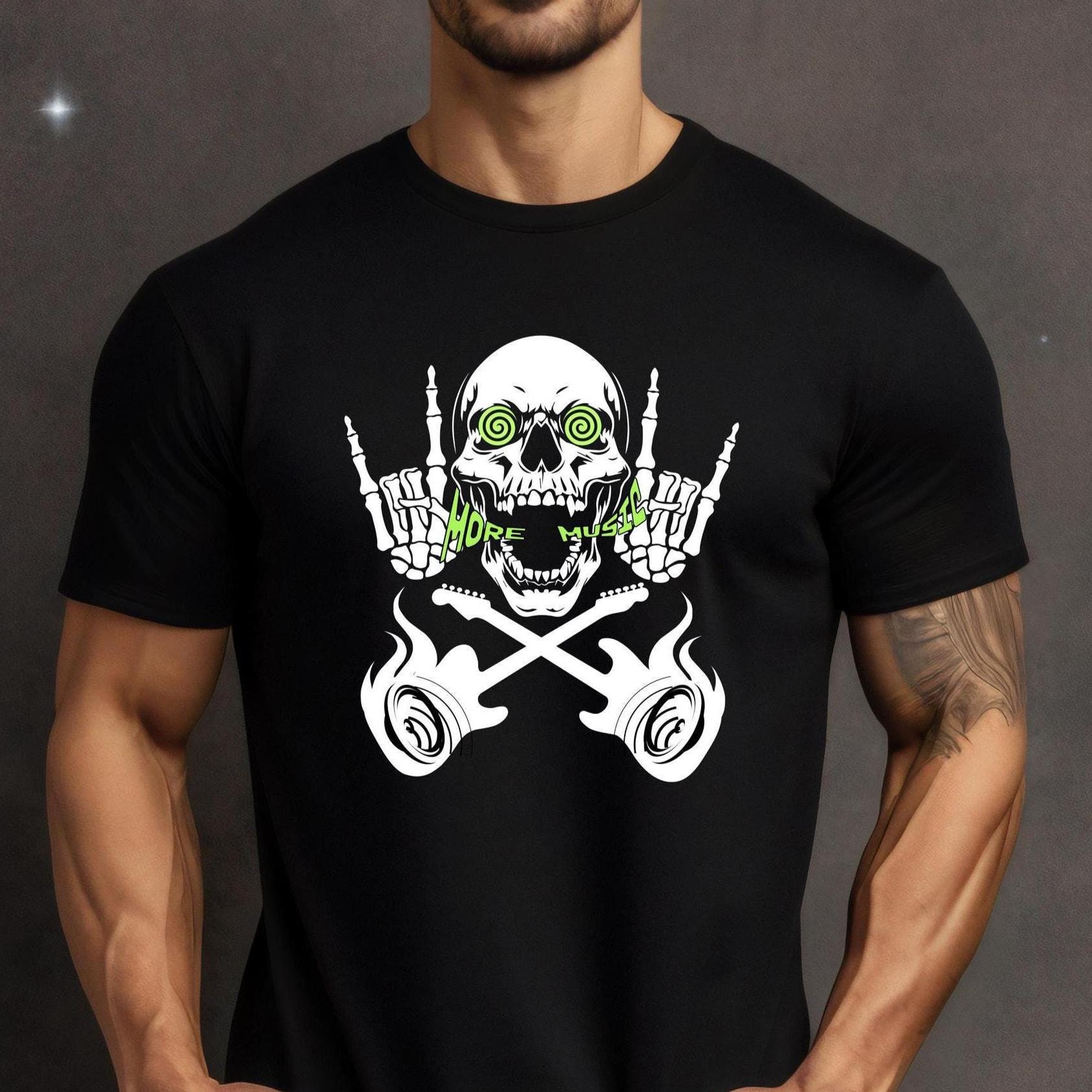 Funny Guitar T-Shirt: Rock Music Lover Gift Skeleton guitars shirt