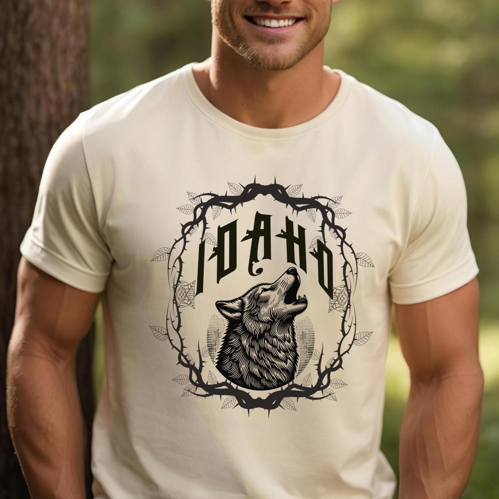 Idaho T-Shirt: Wolf shirt Unisex Mono-Color Print Tee