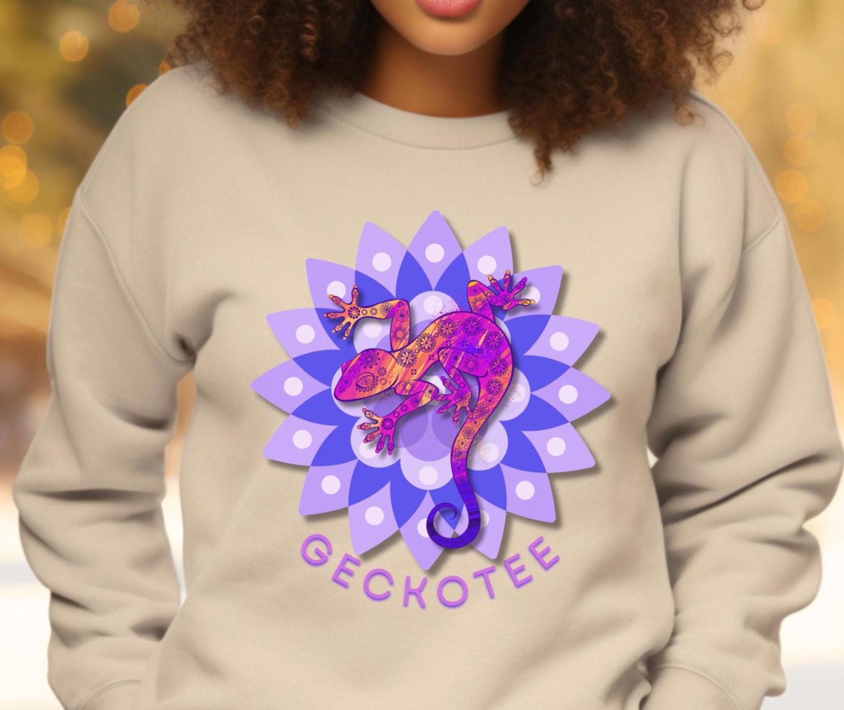 Gecko Sweatshirt Cute Gecko sweater Gecko hoodie Lizard sweatshirt, Mandala gecko shirt gecko lover gift