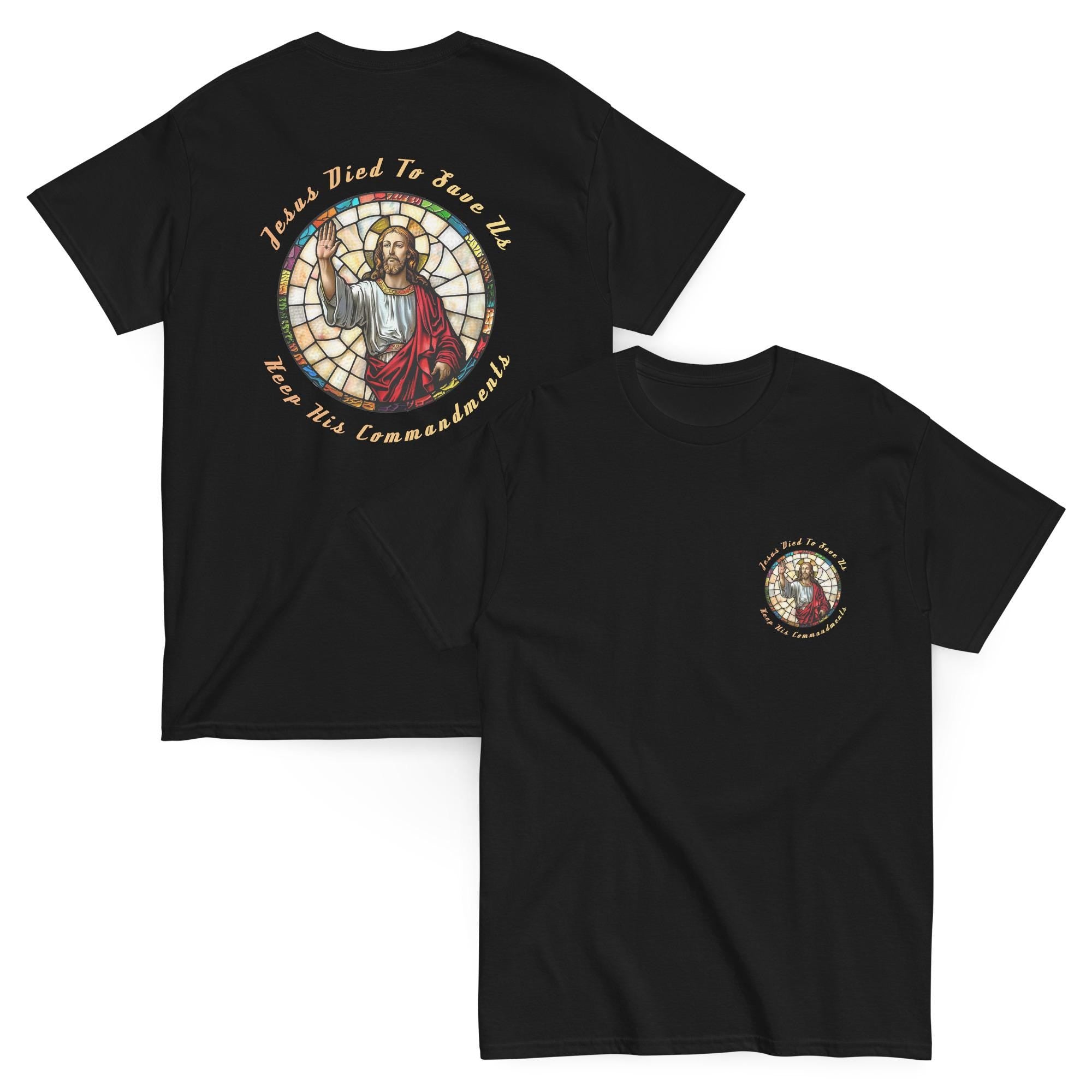 Jesus stained glass Shirt back print Christian T-shirt Gildan Unisex Jesus Easter T-shirt