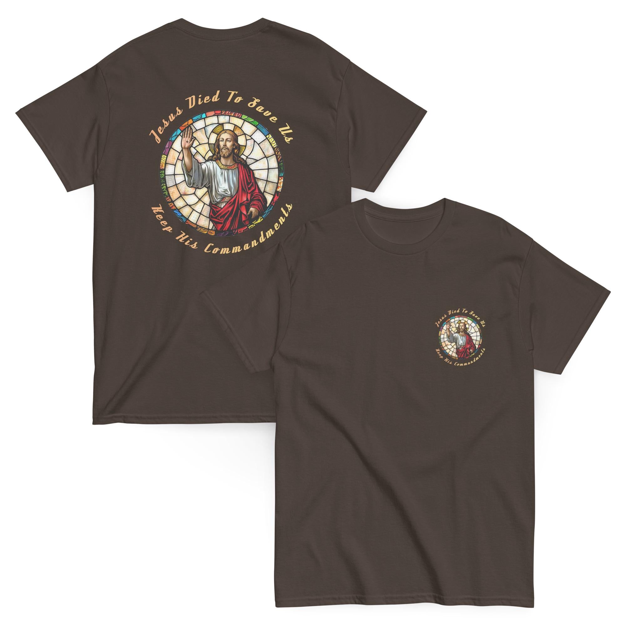 Jesus stained glass Shirt back print Christian T-shirt Gildan Unisex Jesus Easter T-shirt