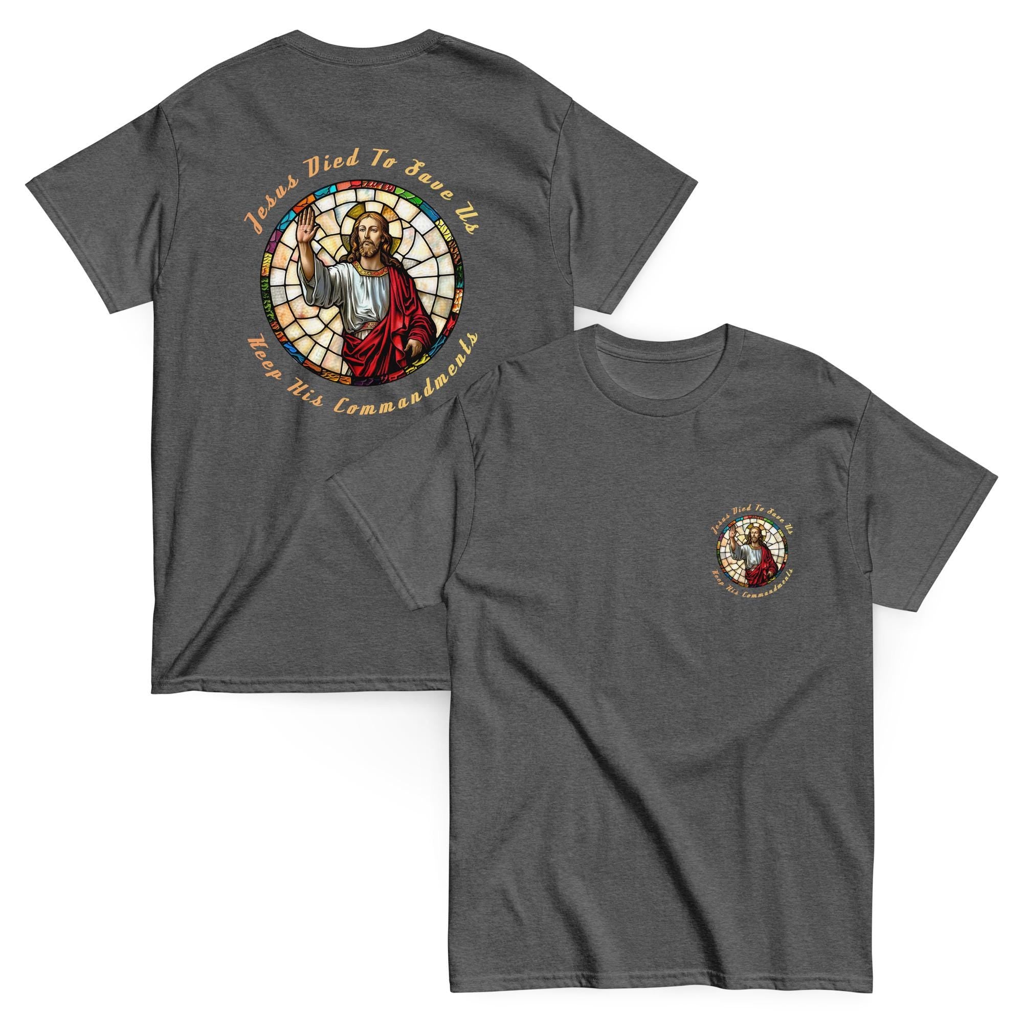 Jesus stained glass Shirt back print Christian T-shirt Gildan Unisex Jesus Easter T-shirt