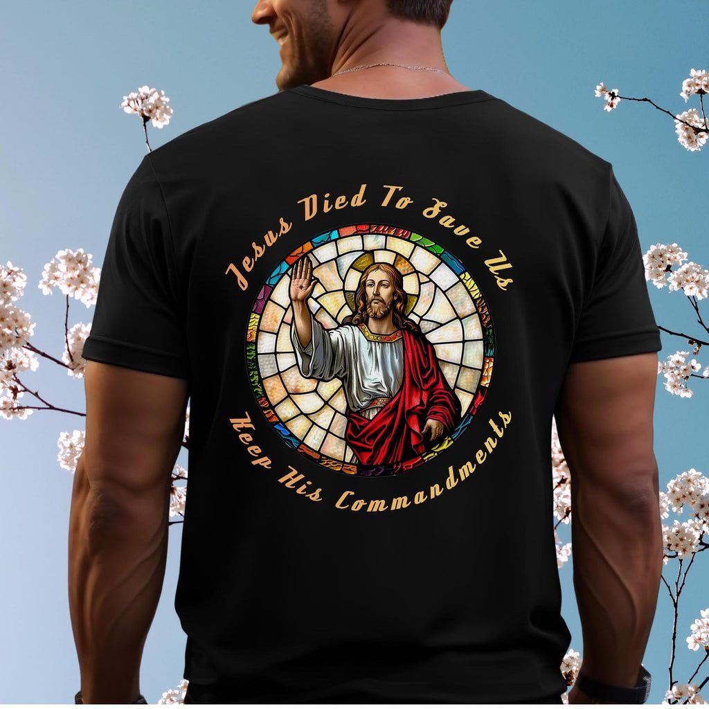 Jesus stained glass Shirt back print Christian T-shirt Gildan Unisex Jesus Easter T-shirt