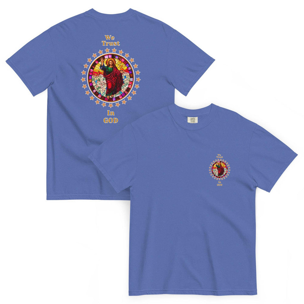 Trust God Shirt Comfort Colors Jesus Stained Glass look back print t-shirt Christian tee Unisex garment-dyed heavyweight t-shirt
