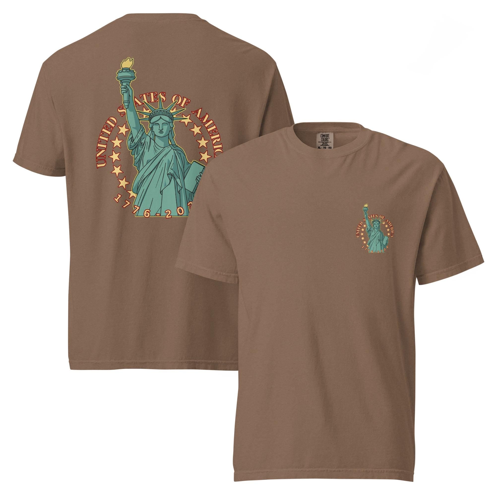 Statue of Liberty Comfort Colors tee Americas Birthday 250 back print T-shirt Unisex garment-dyed heavyweight t-shirt