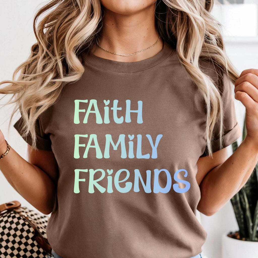 Faith Family Shirt Comfort Colors Faith Family Friends T-Shirt Christian t-shirt Unisex garment-dyed tee