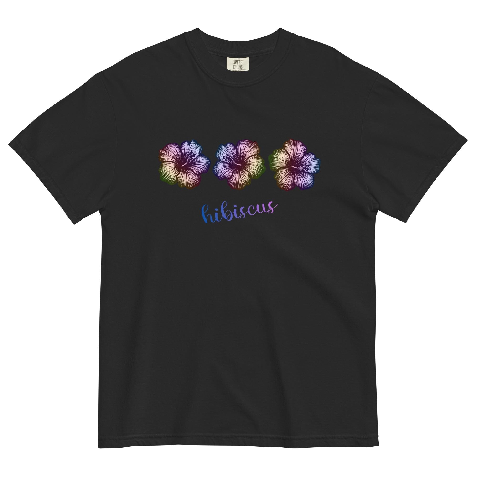 Comfort Colors Hibiscus T-Shirt: Stylized Tropical Flowers Tee