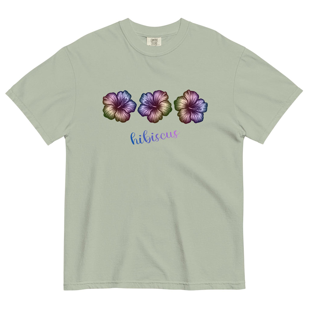 Comfort Colors Hibiscus T-Shirt: Stylized Tropical Flowers Tee