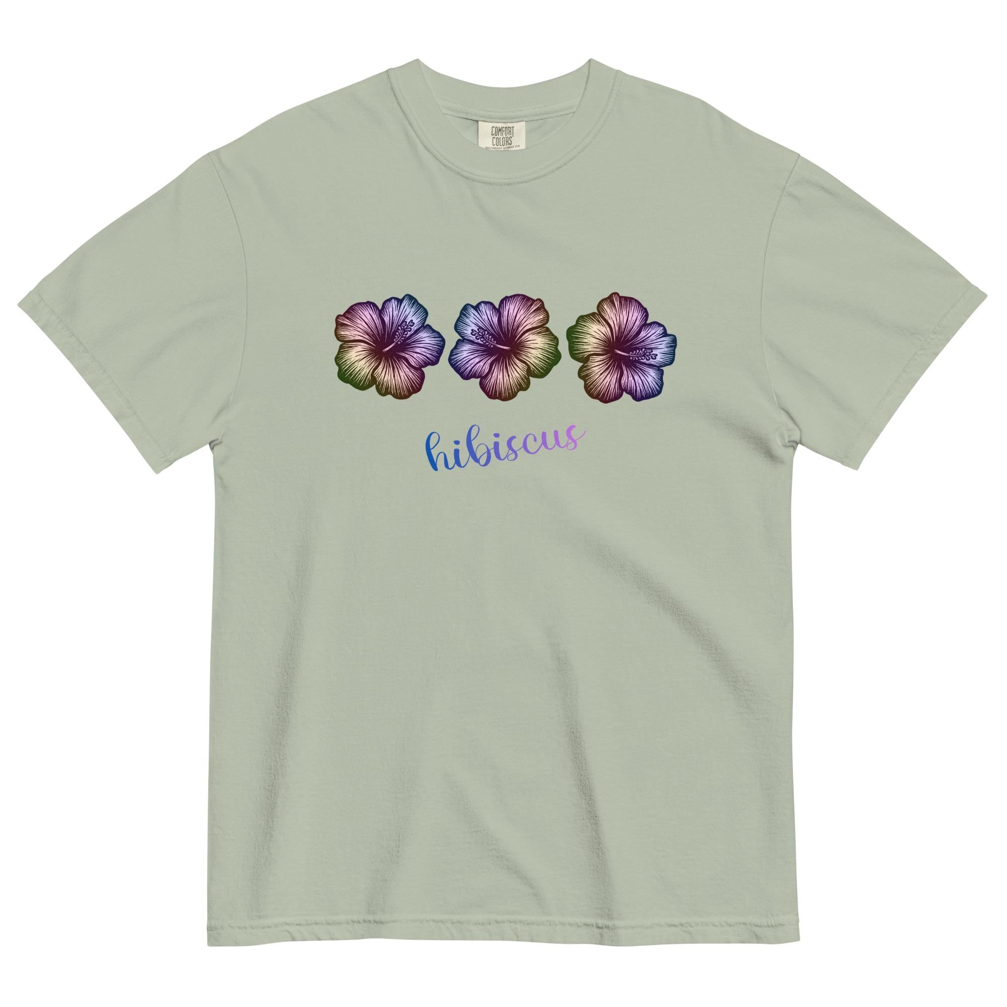 Comfort Colors Hibiscus T-Shirt: Stylized Tropical Flowers Tee