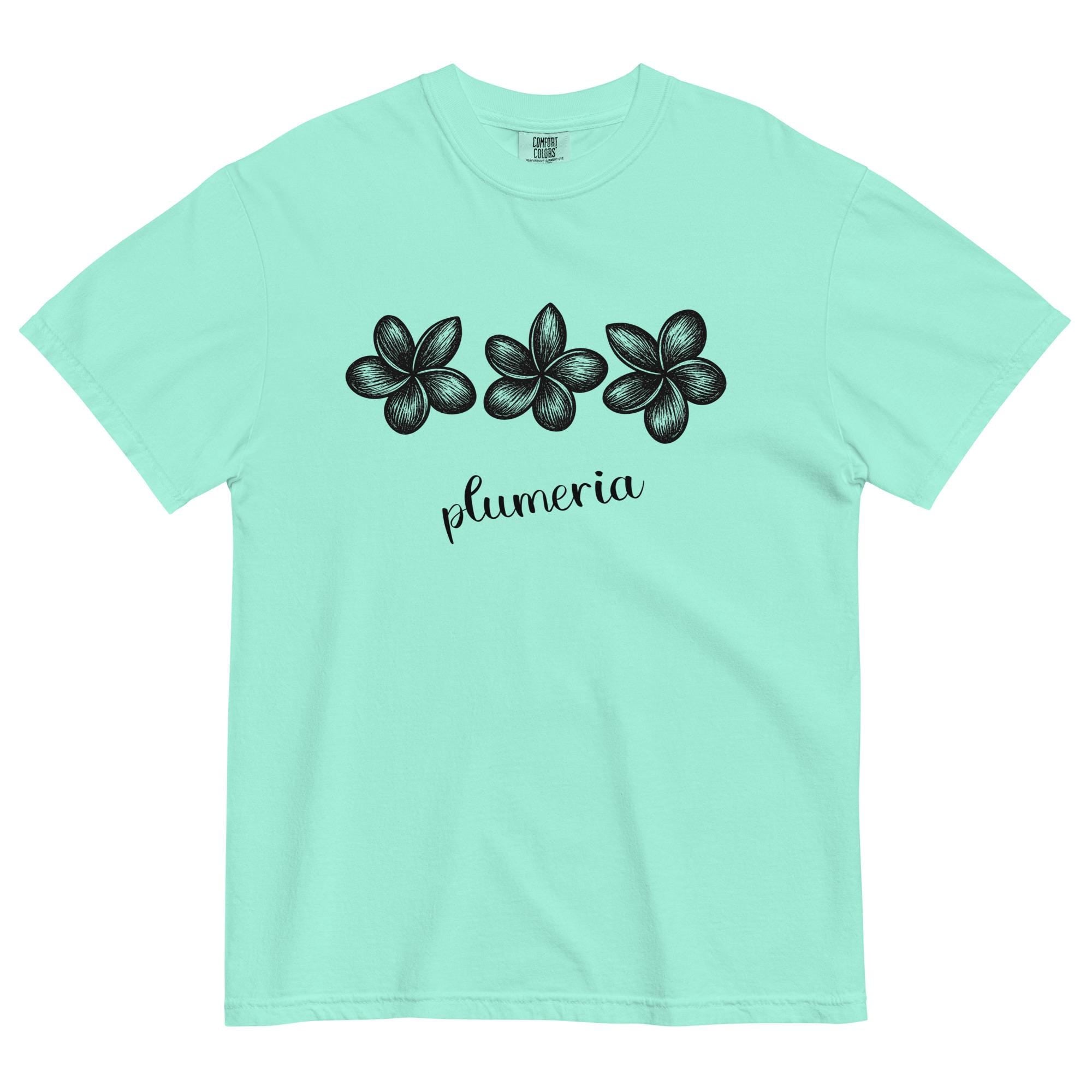Plumeria flowers Comfort Colors t-shirt linocut style plumerias tropical flowers tee plumeria lover gift