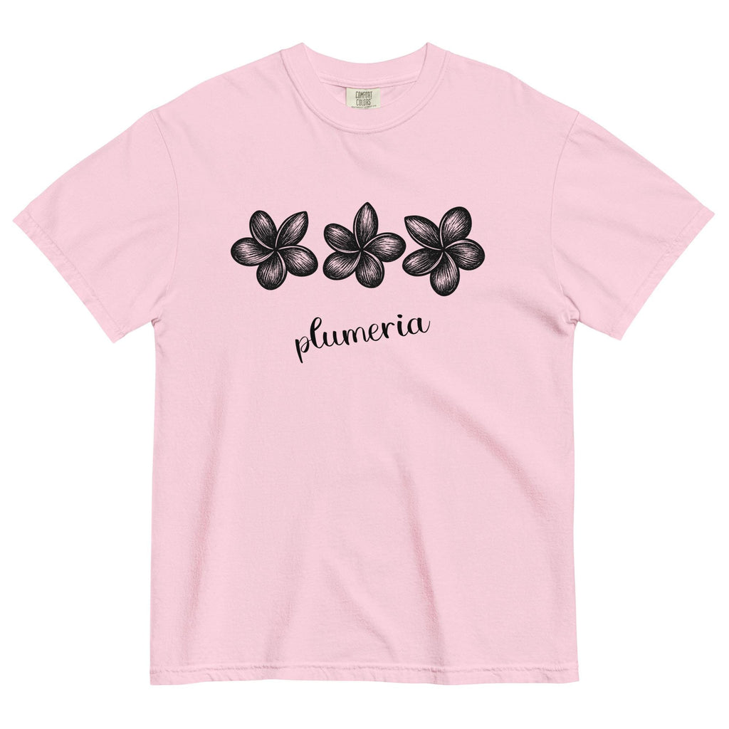Plumeria flowers Comfort Colors t-shirt linocut style plumerias tropical flowers tee plumeria lover gift