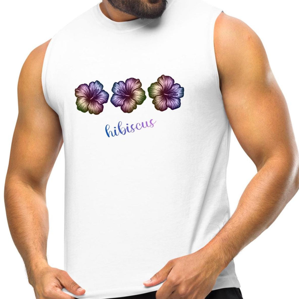 Hibiscus Muscle Shirt Tropical flowers tank top hibiscus lover gift Hawaii tank top