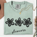 Plumeria flowers Comfort Colors t-shirt linocut style plumerias tropical flowers tee plumeria lover gift