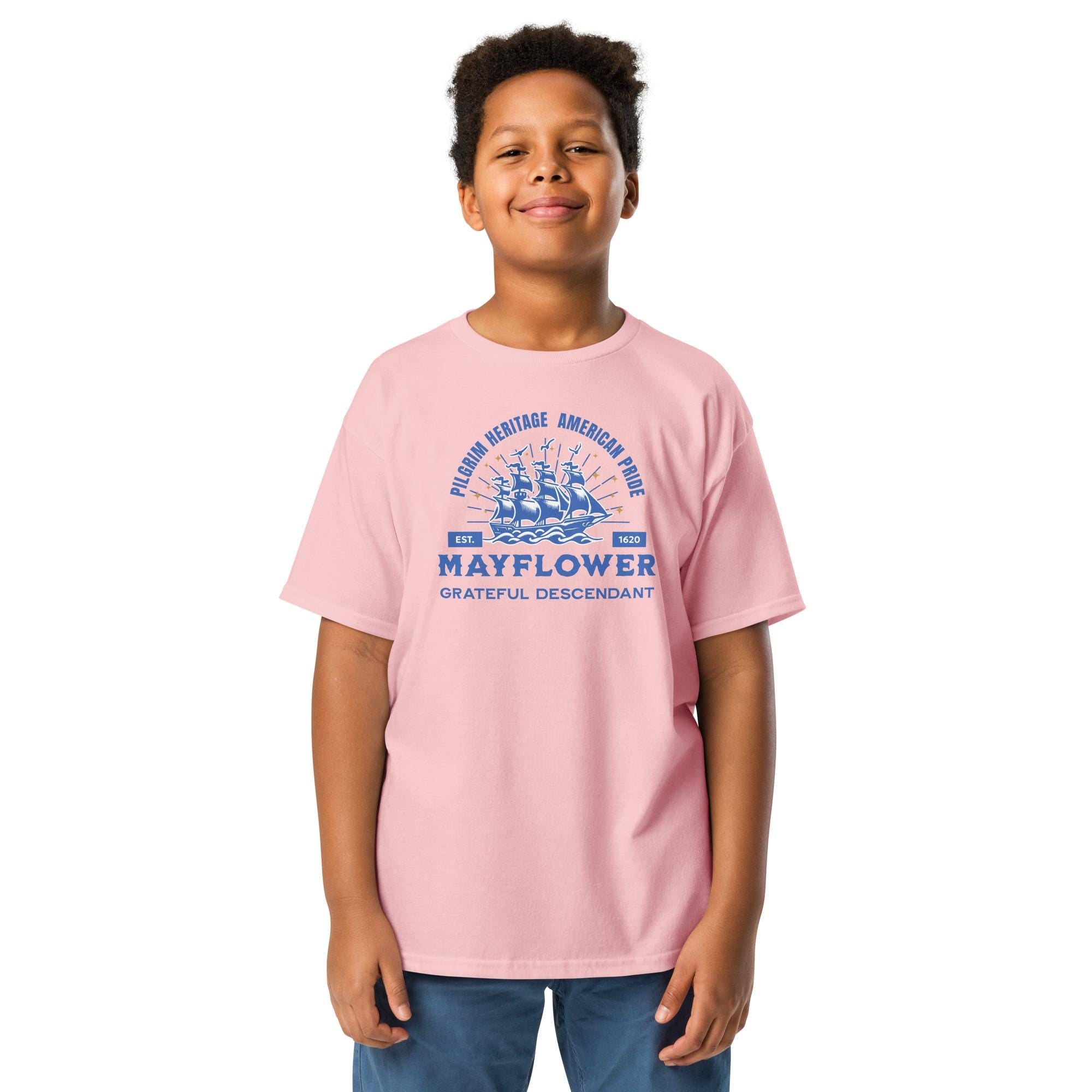 Mayflower youth shirt, Pilgrim heritage youth t-shirt Mayflower descendant kids tee Youth classic tee