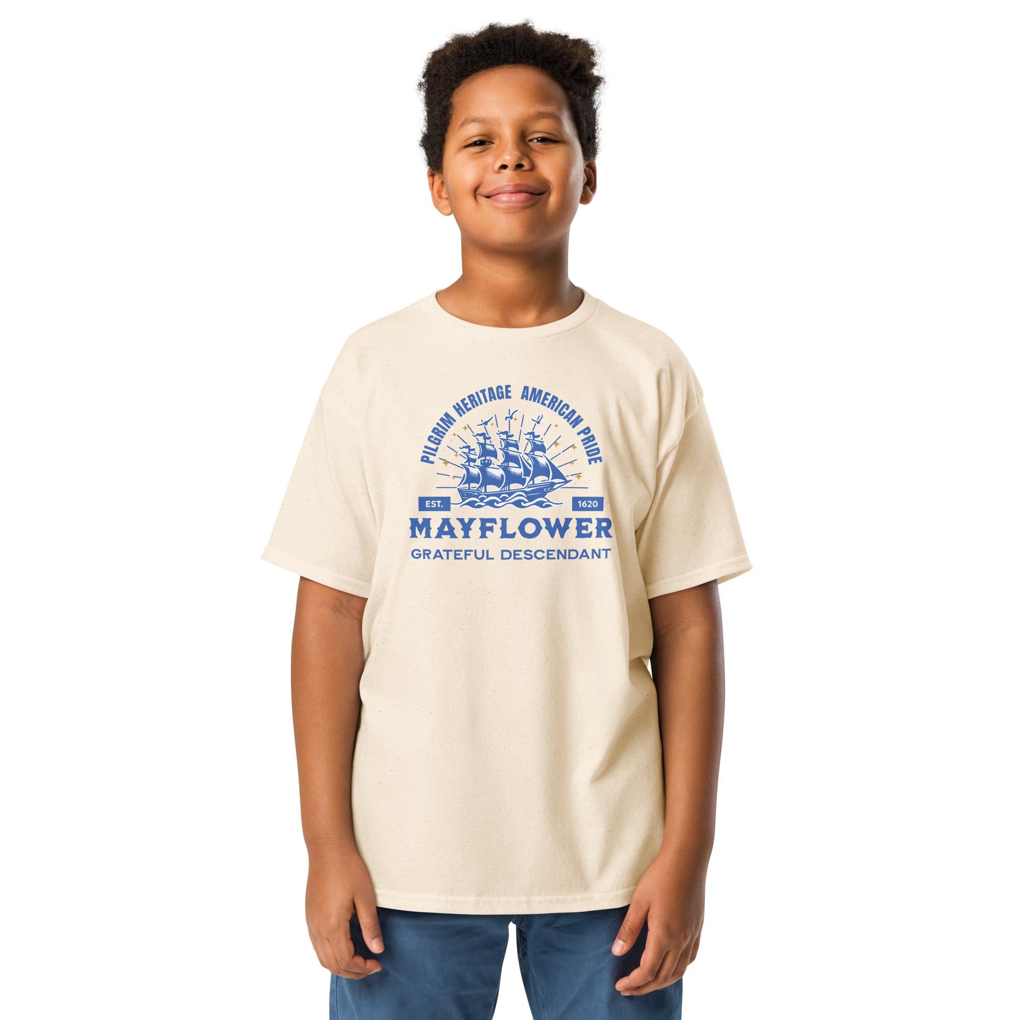 Mayflower youth shirt, Pilgrim heritage youth t-shirt Mayflower descendant kids tee Youth classic tee