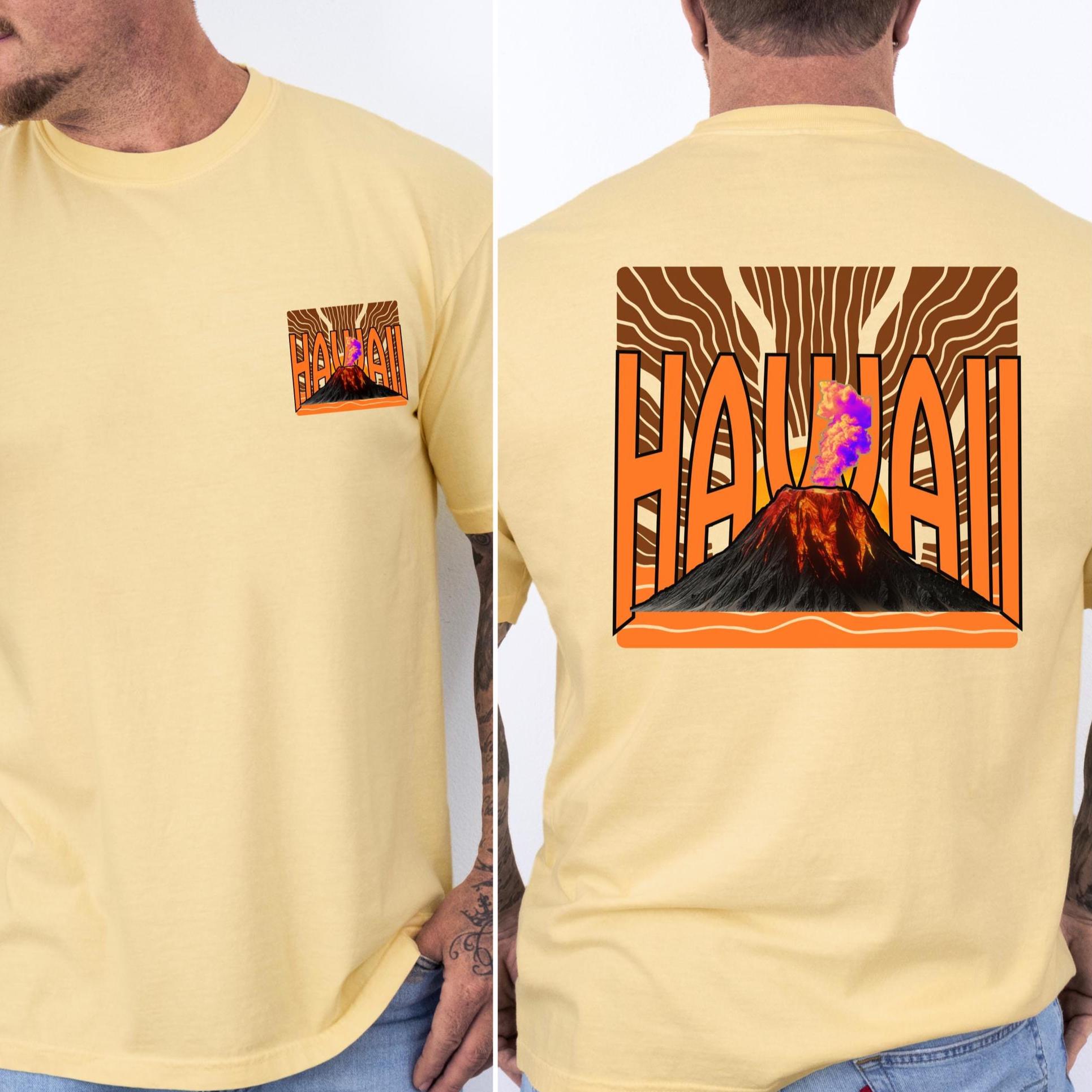 Hawaii Volcano Comfort Colors Shirt Front and back print Unisex garment-dyed heavyweight t-shirt