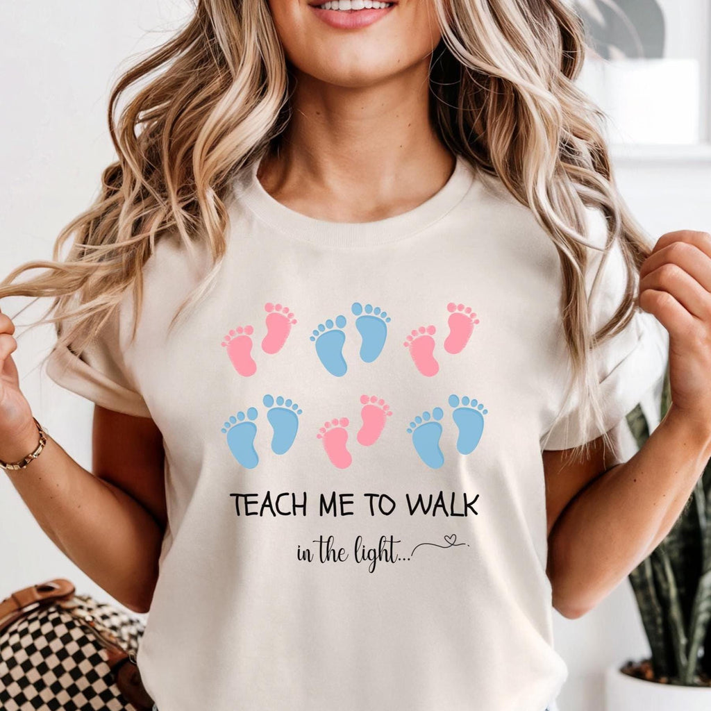 Christian Pregnancy Announcement Shirt, Teach Me To Walk In The Light LDS Mom gift