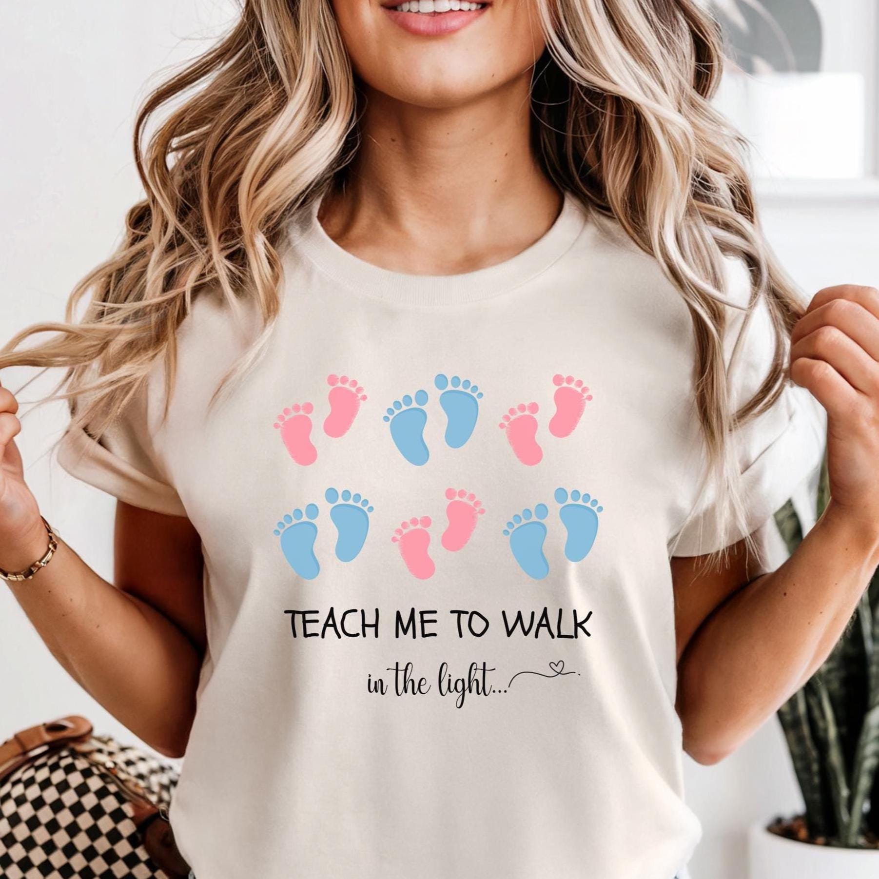 Christian Pregnancy Announcement Shirt, Teach Me To Walk In The Light LDS Mom gift