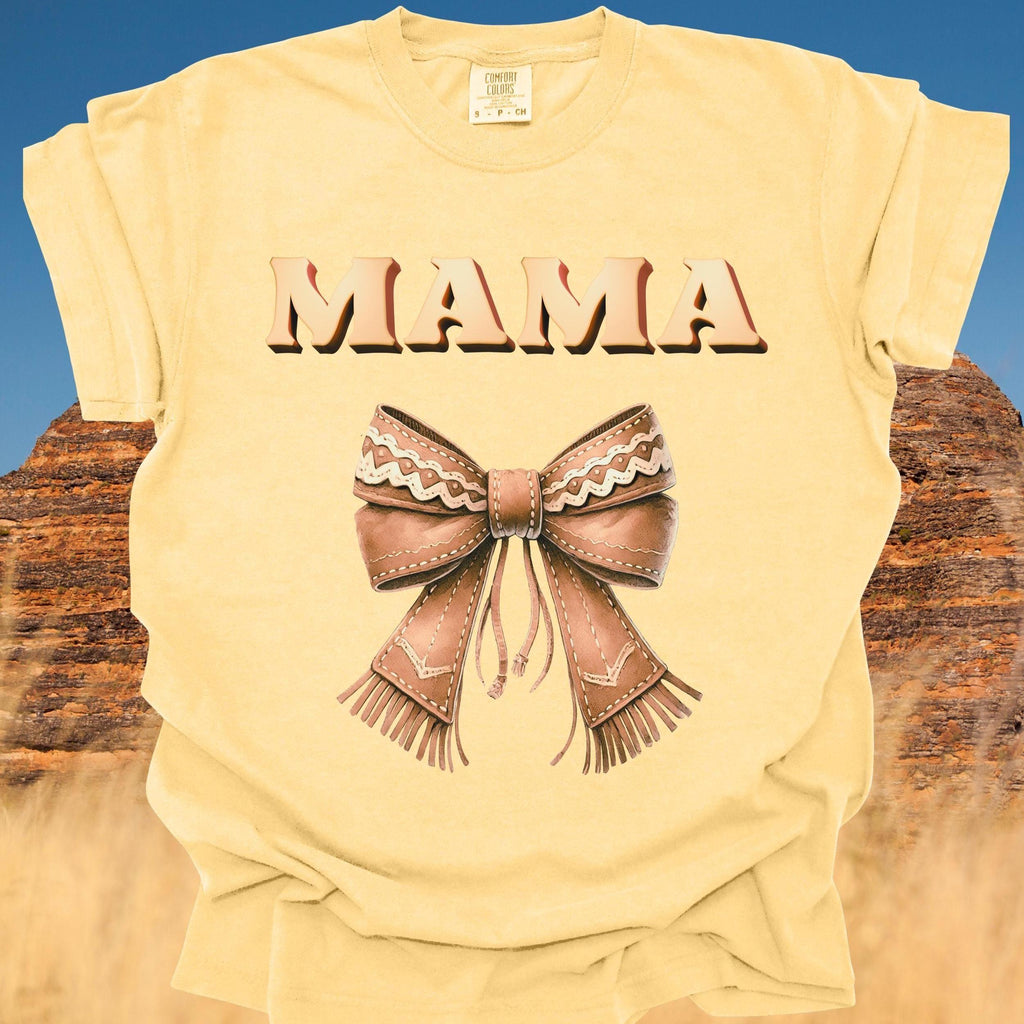 Western Mama T-Shirt: Leather Bow, Comfort Colors Tee gift for Country Mama