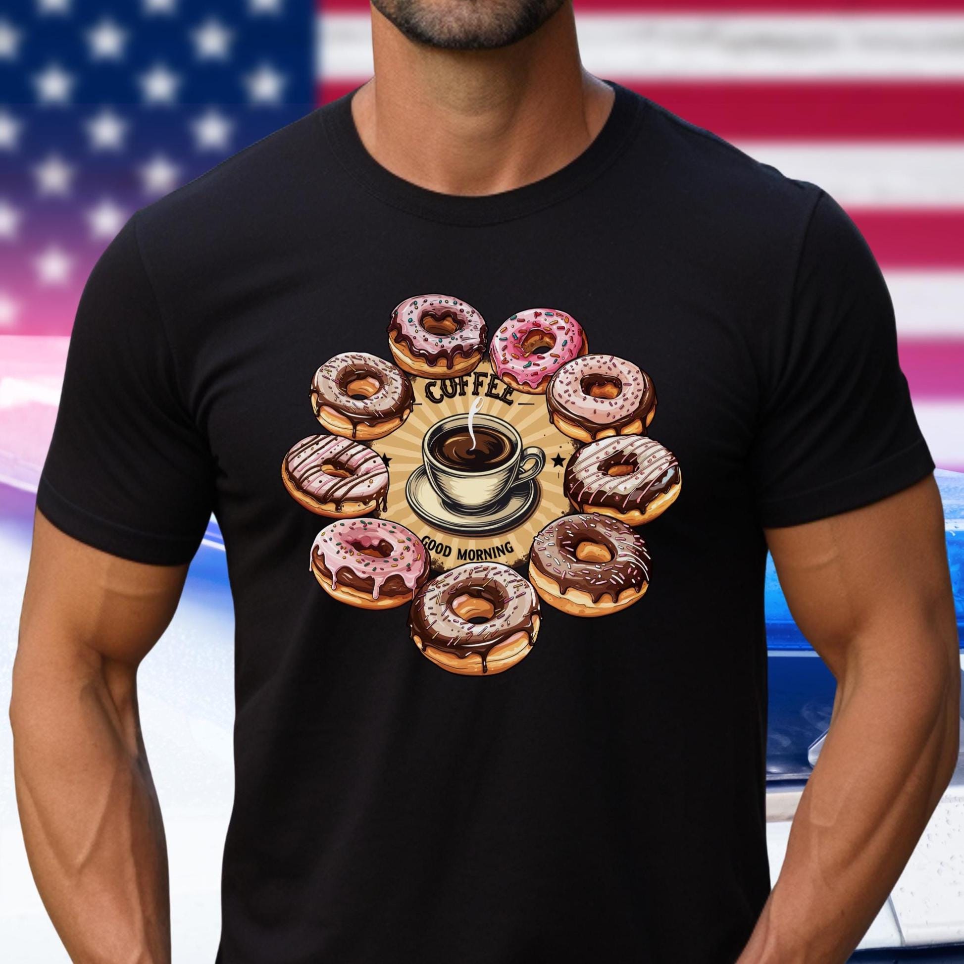 Coffee and Donuts Shirt Doughnuts mandala tee gift for donut lover Police breakfast t-shirt Unisex classic tee