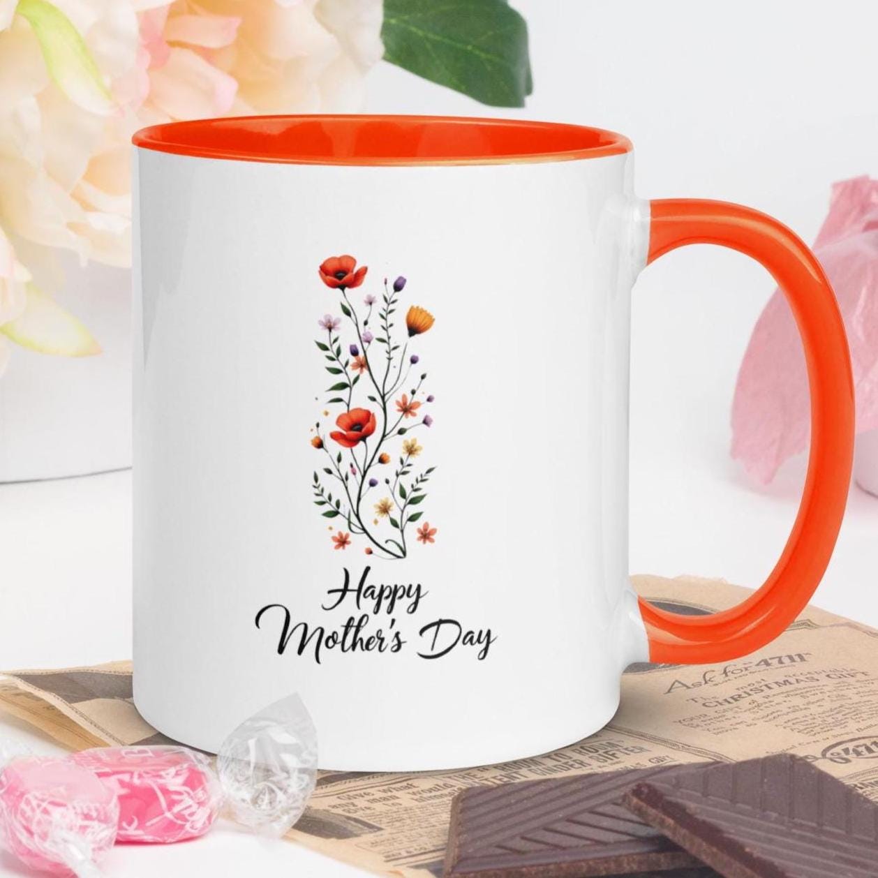 Mothers Day Mug with Color Inside Floral mothers day mug