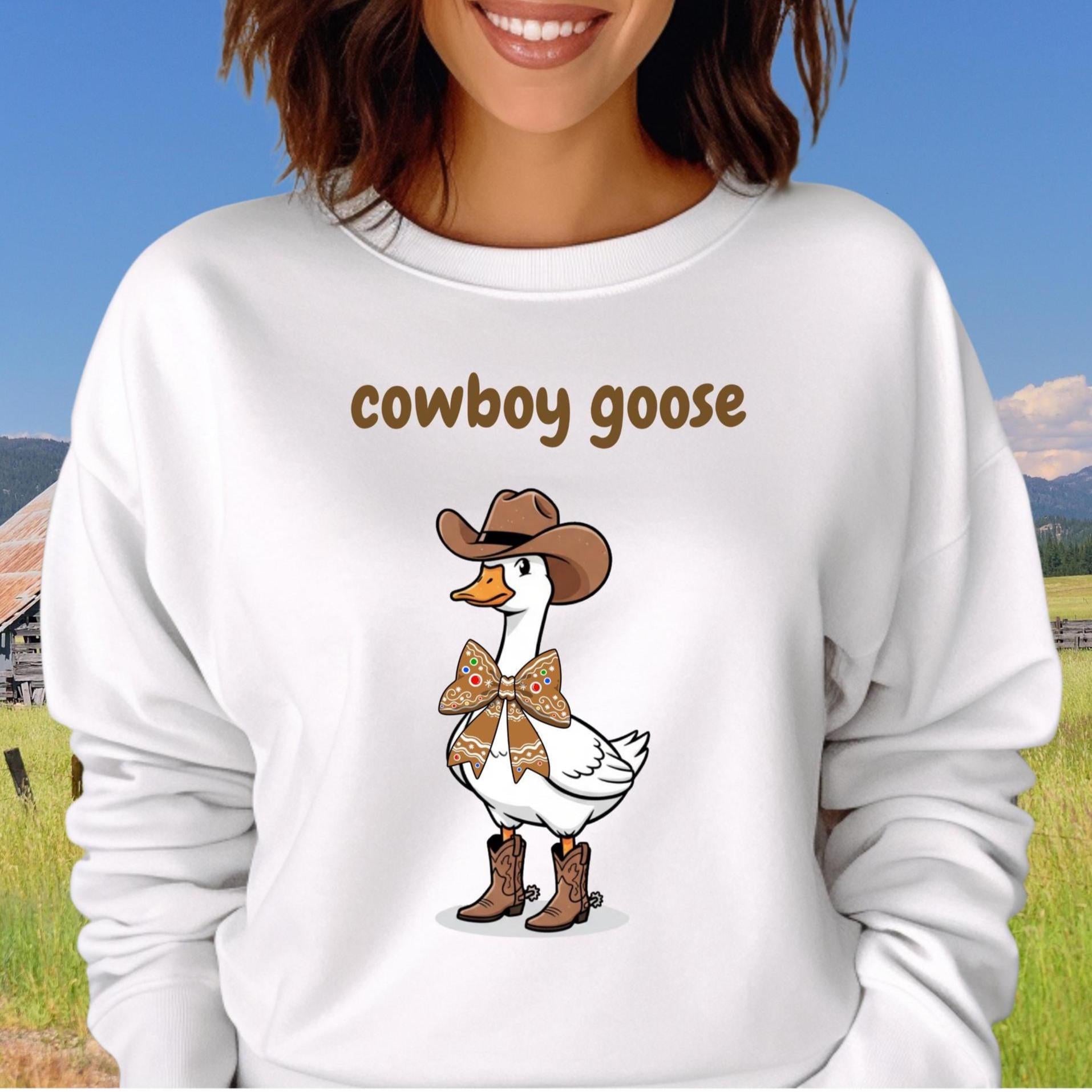 Funny Cowboy Goose Sweatshirt, Western cowboy Graphic Sweater