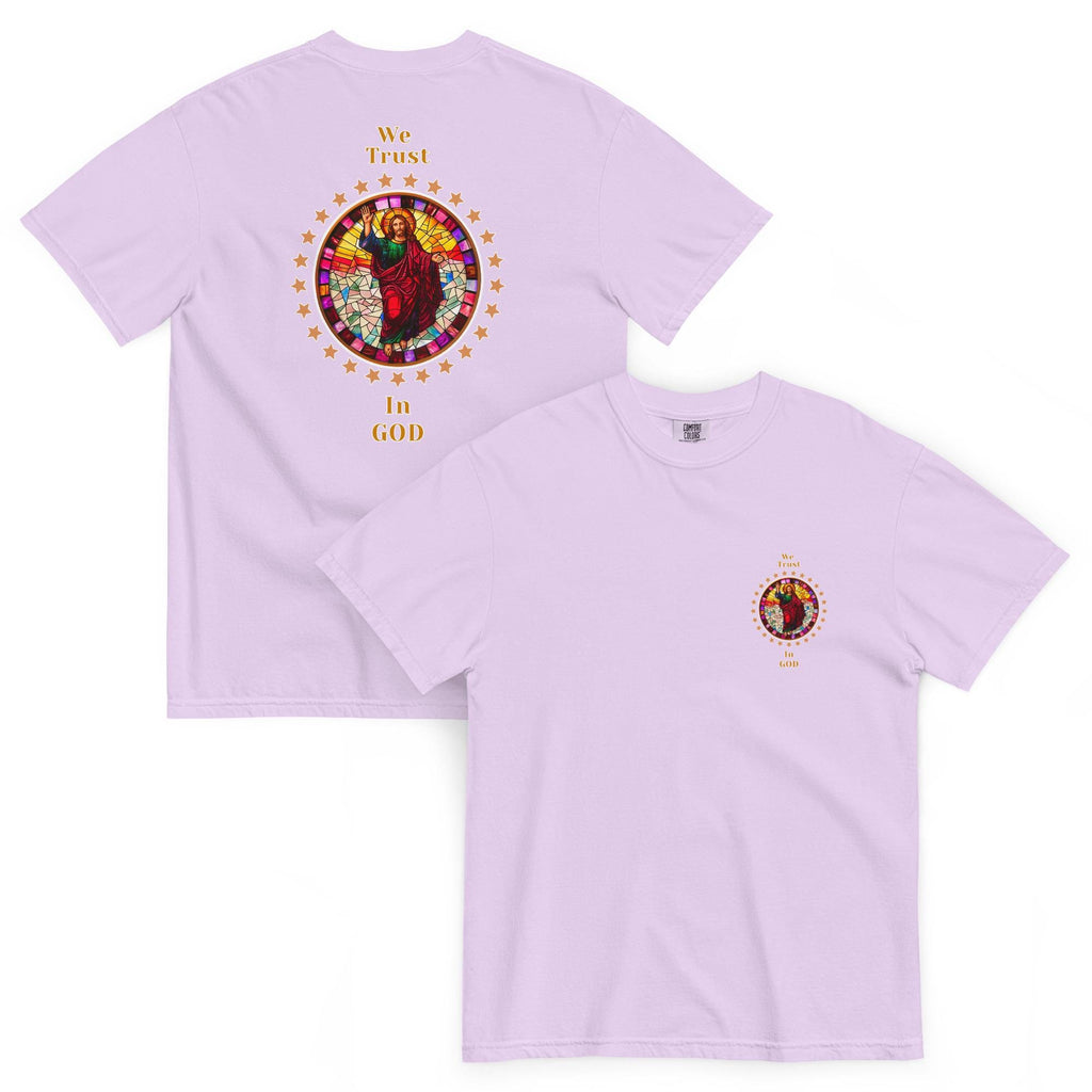 Trust God Shirt Comfort Colors Jesus Stained Glass look back print t-shirt Christian tee Unisex garment-dyed heavyweight t-shirt