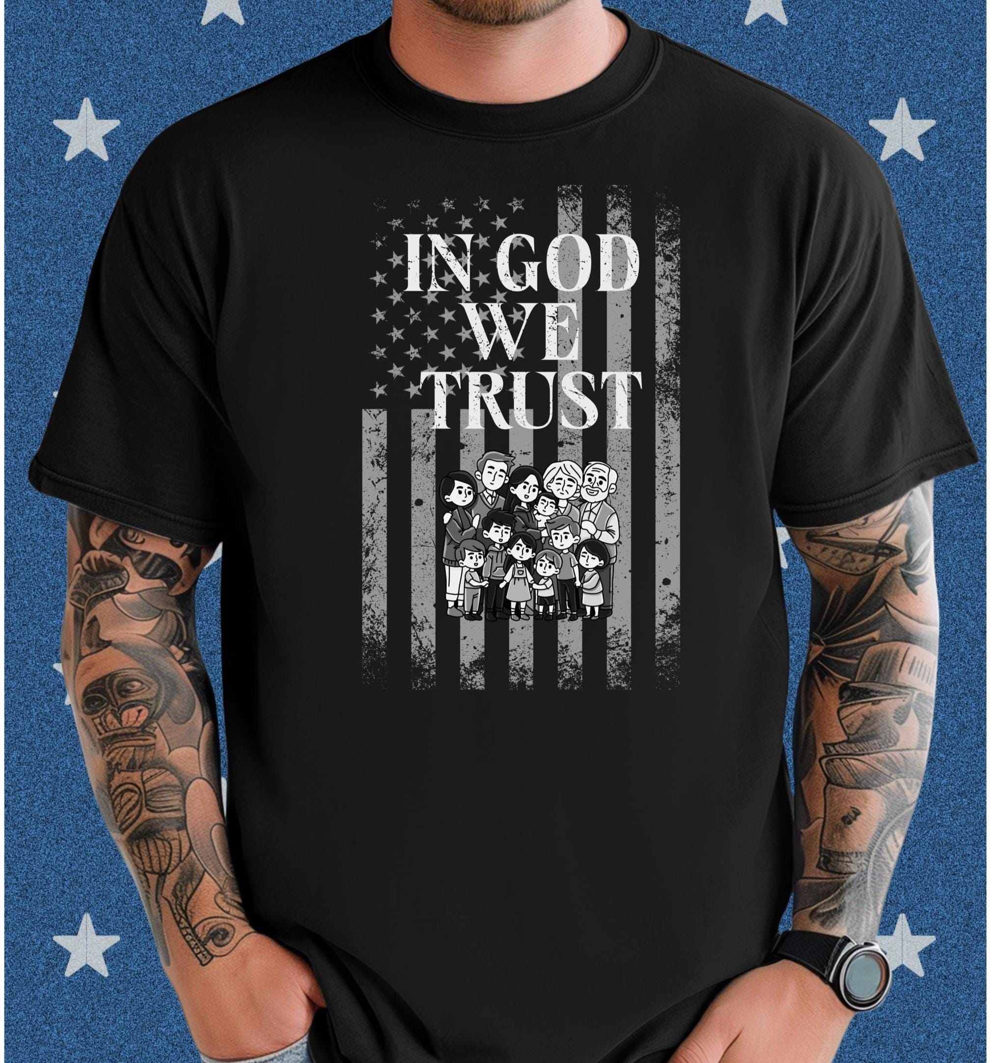 USA In God We Trust T-Shirt Comfort Colors Christian Family shirt Trust God Family shirt Unisex garment-dyed heavyweight t-shirt