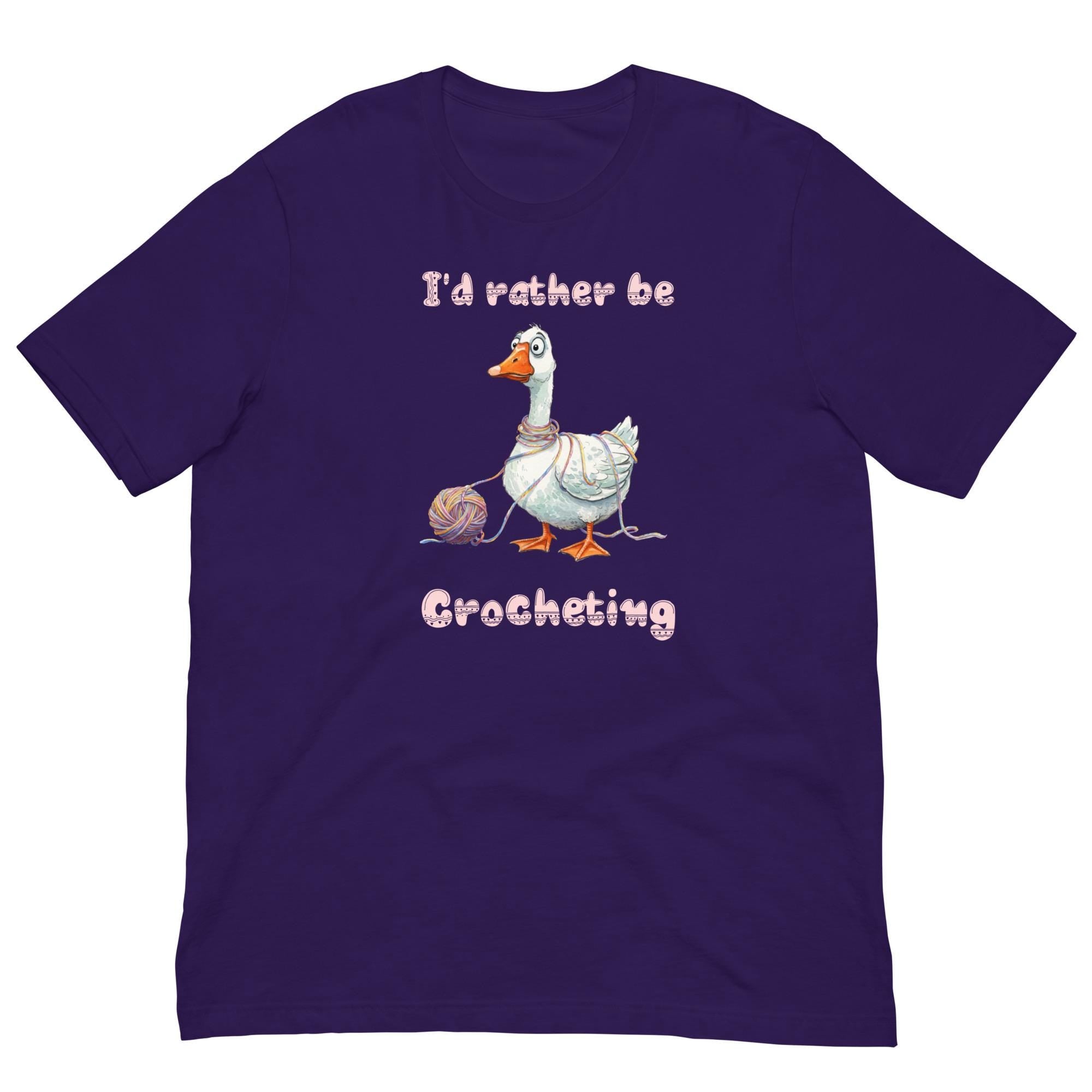 Crochet Shirts I'd rather be Crocheting T-shirt Bella-Canvas crochet tee gift for crochet lover crochet goose tee