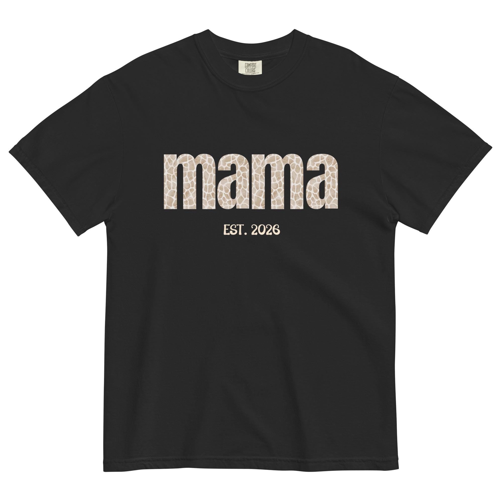 New Mama Shirt Comfort Colors Expecting mother animal print t-shirt 2026 birth t-shirt garment-dyed tee