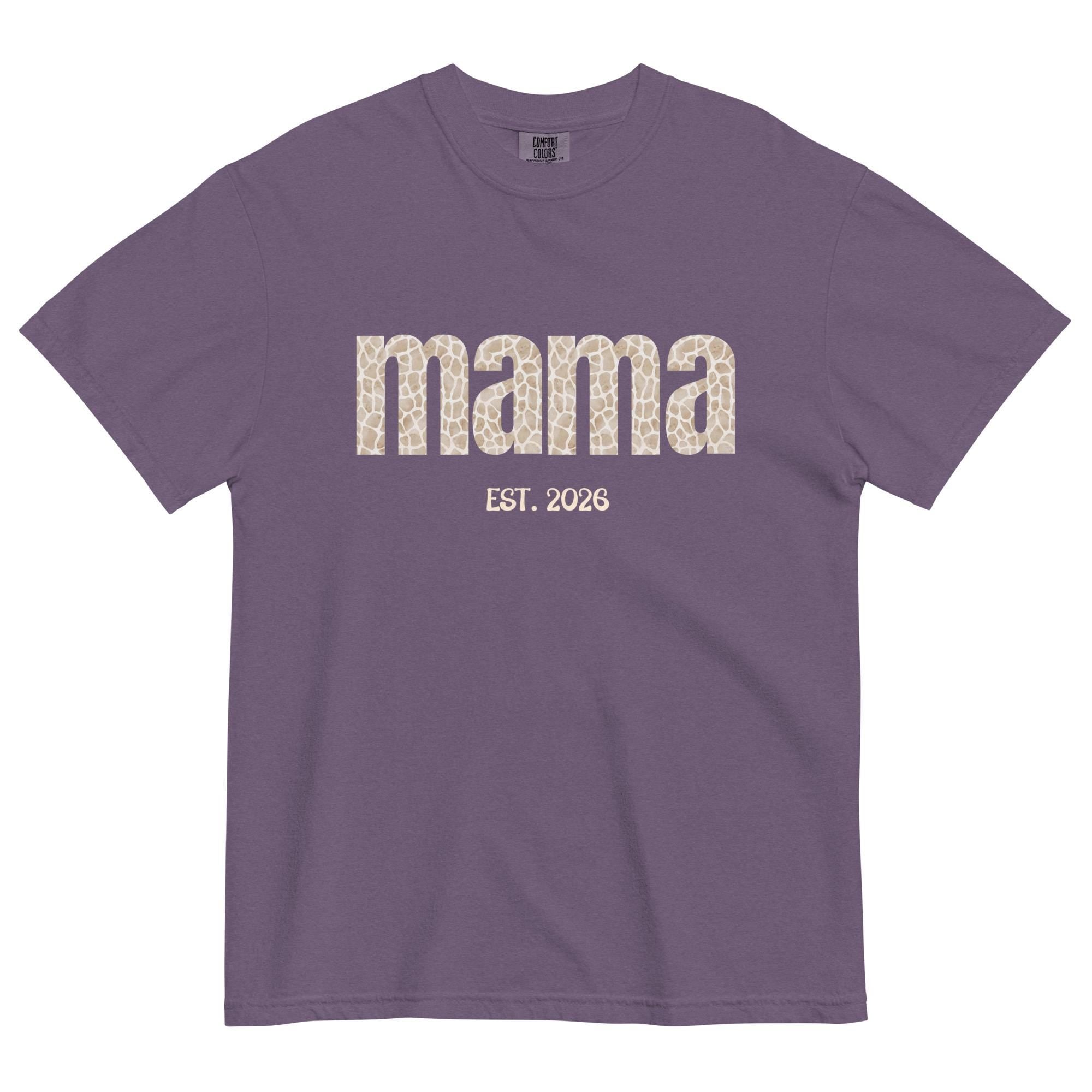 New Mama Shirt Comfort Colors Expecting mother animal print t-shirt 2026 birth t-shirt garment-dyed tee
