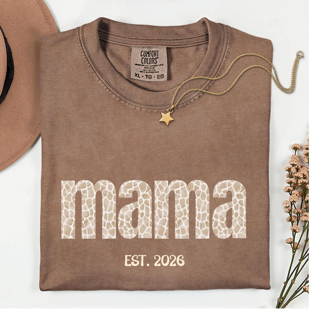 New Mama Shirt Comfort Colors Expecting mother animal print t-shirt 2026 birth t-shirt garment-dyed tee