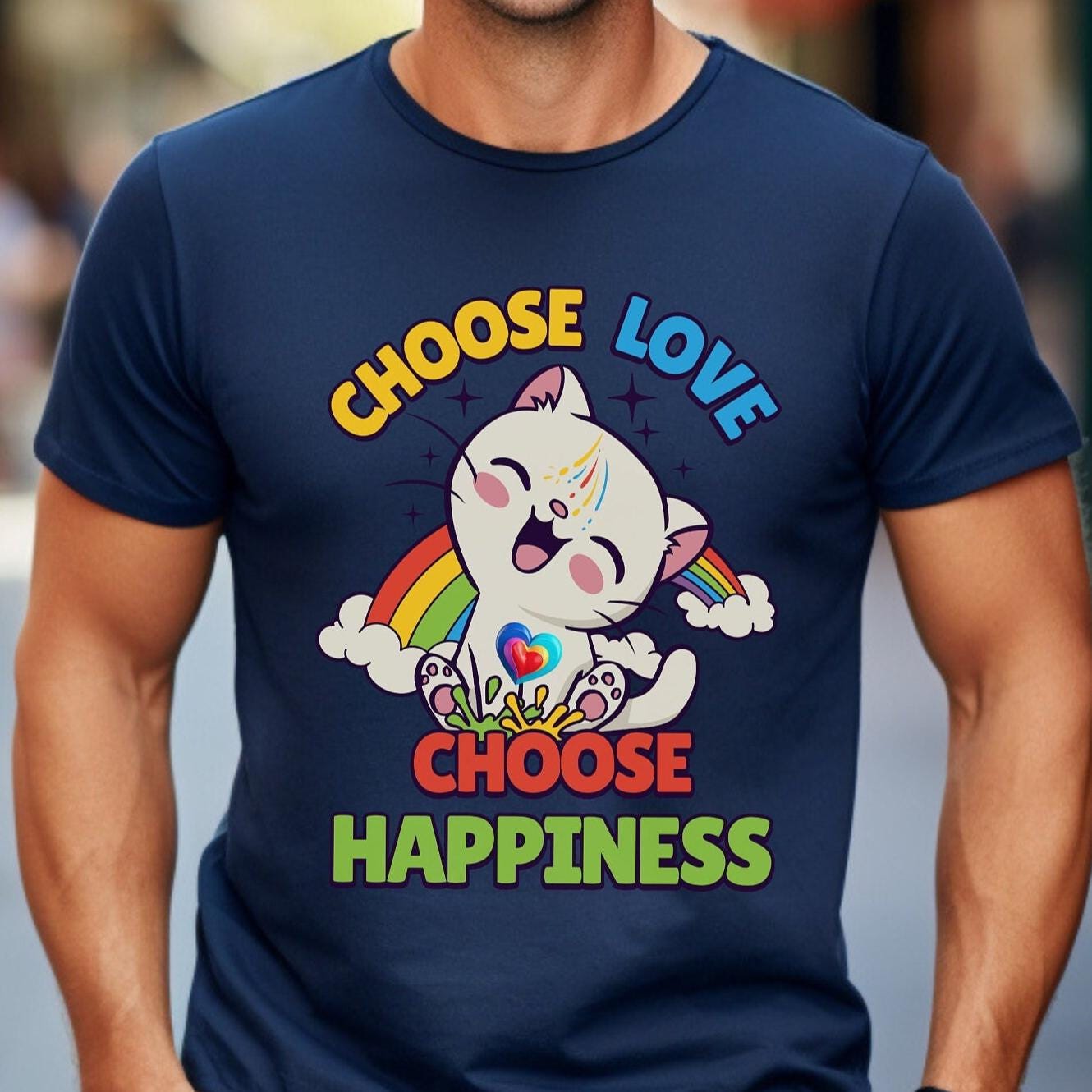 Cat Happiness Rainbow Love Choose Shirt, LGBT Cat Lover Tshirt