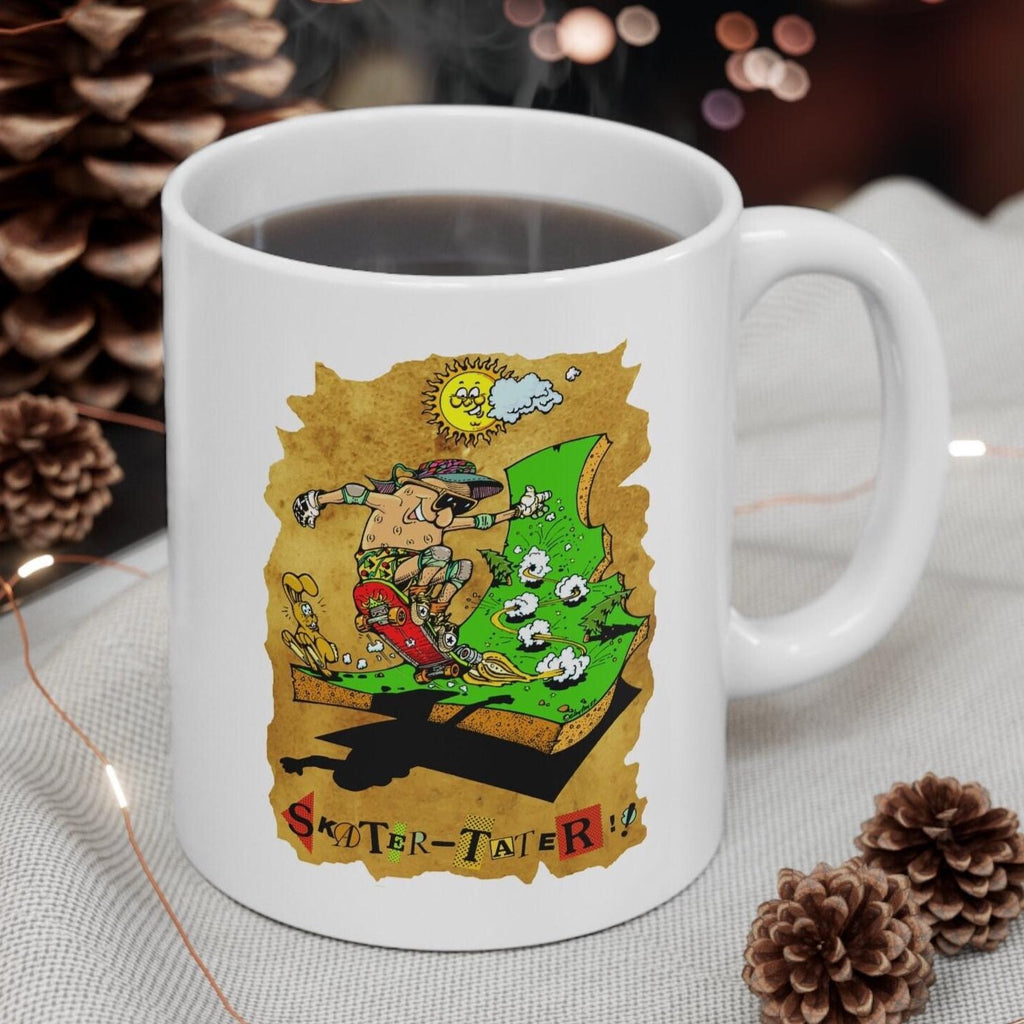 Idaho Skater Tater Mug: Funny Potato Art, 11oz Ceramic Mug