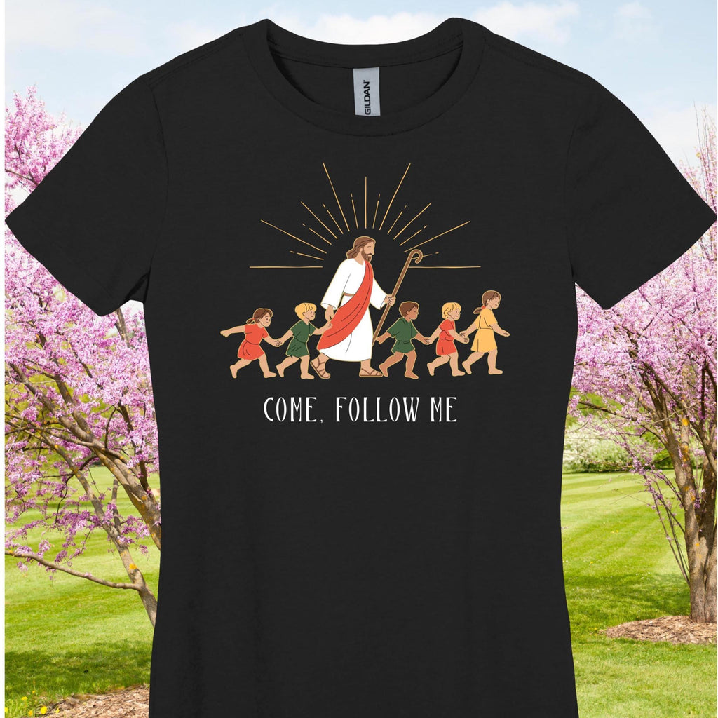 Jesus and children Shirt Come Follow Me Christian tee LDS T-Shirt Women’s soft t-shirt